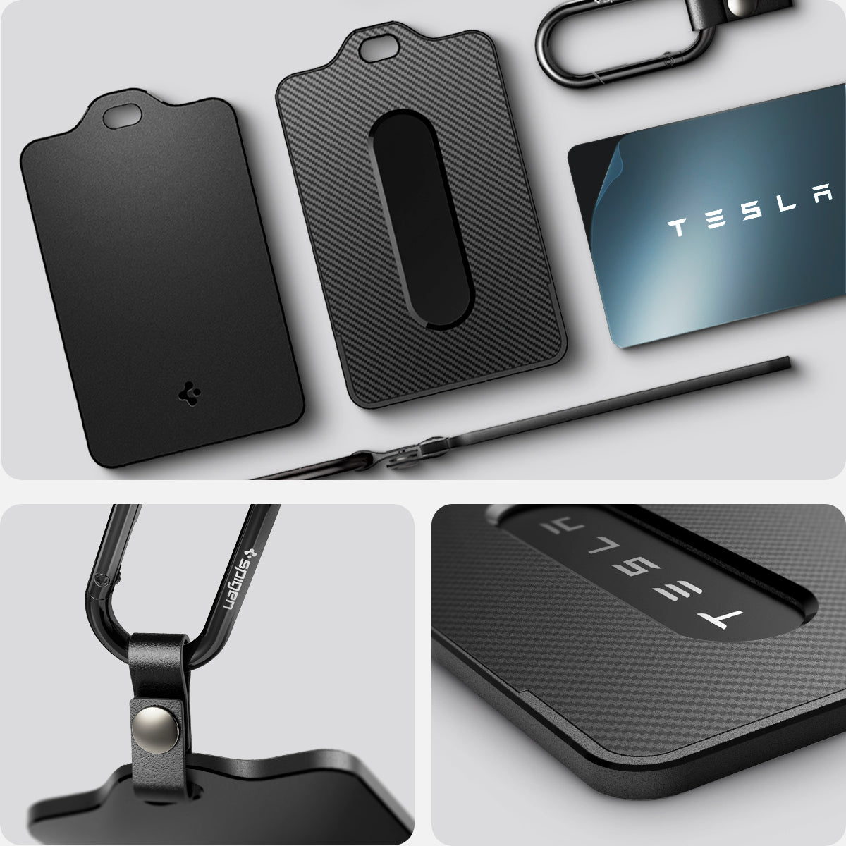 Schlüssel-/Kartenetui für Tesla, Spigen Card Holder Case 2-Pack, Schwarz