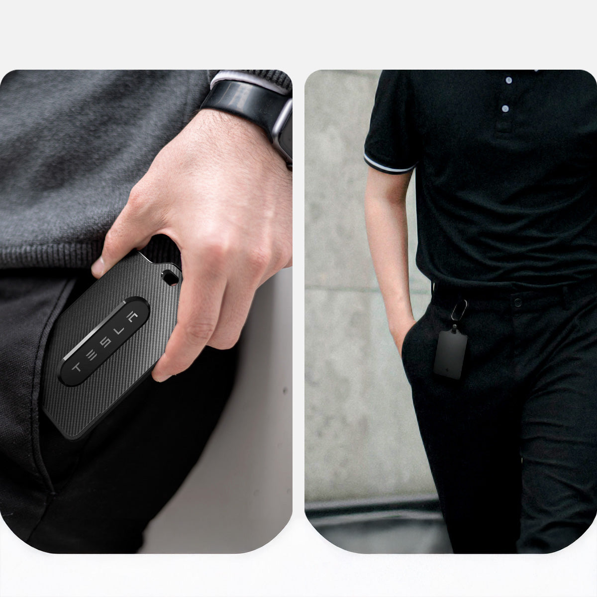 Schlüssel-/Kartenetui für Tesla, Spigen Card Holder Case 2-Pack, Schwarz