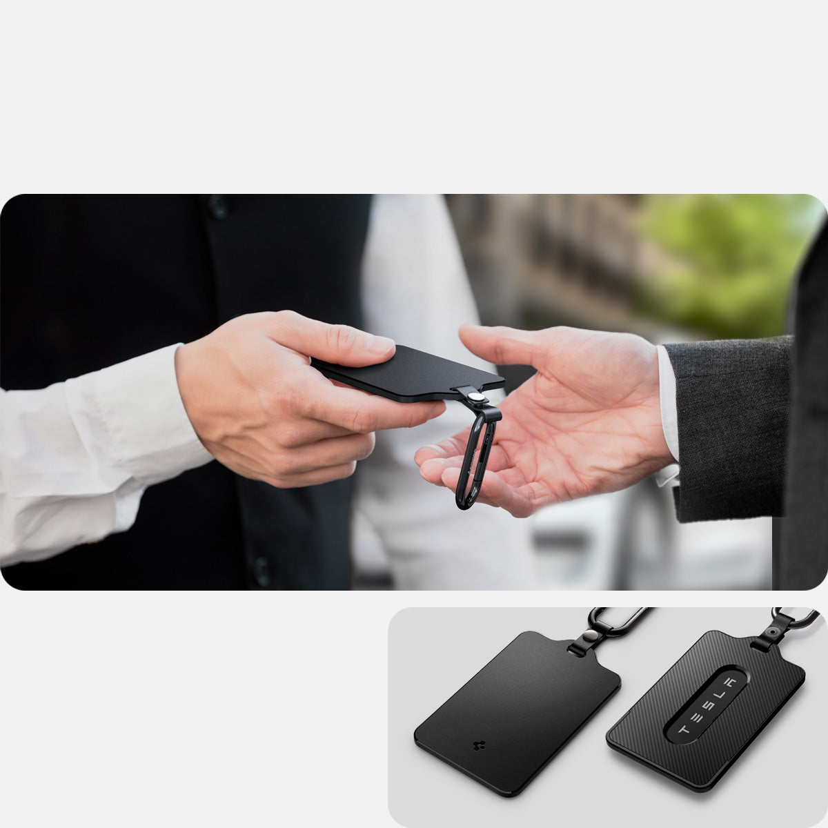 Schlüssel-/Kartenetui für Tesla, Spigen Card Holder Case 2-Pack, Schwarz