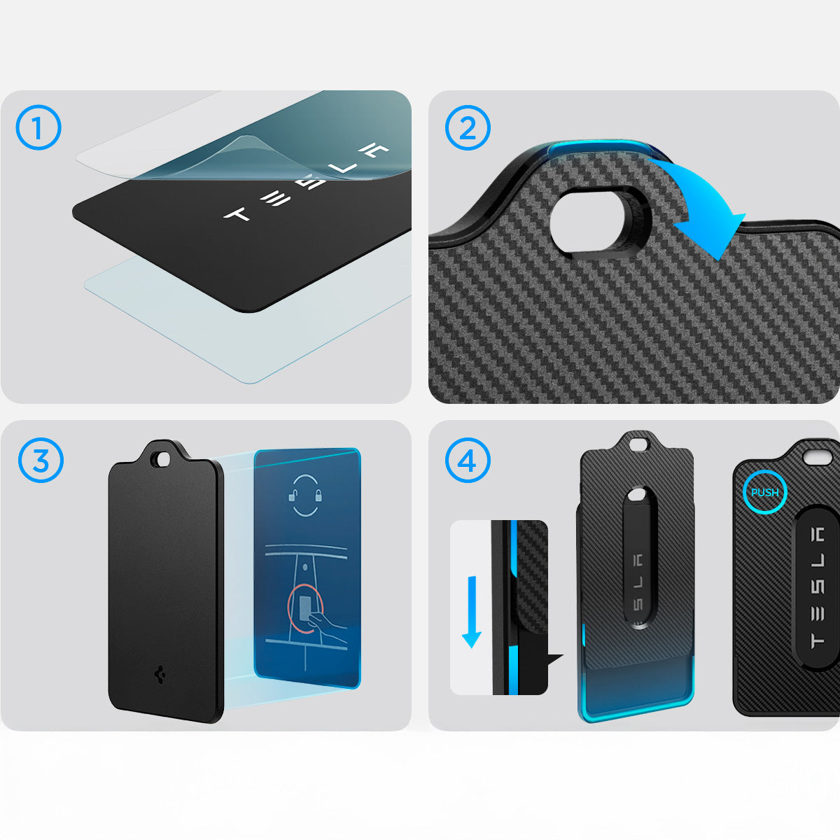 Schlüssel-/Kartenetui für Tesla, Spigen Card Holder Case 2-Pack, Schwarz