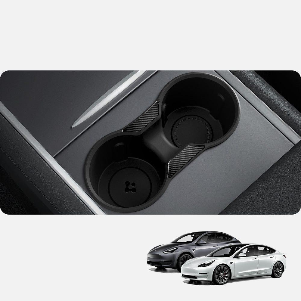 Getränkehalter Einsatz für Tesla Model 3/Y, Spigen Console Cup Holder Insert Relaxed Grip, Schwarz