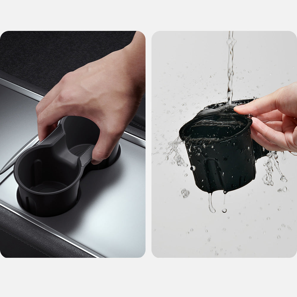 Getränkehalter Einsatz für Tesla Model 3/Y, Spigen Console Cup Holder Insert Relaxed Grip, Schwarz