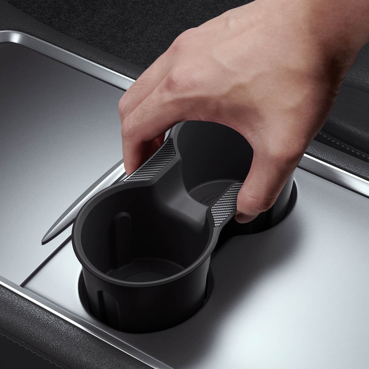 Getränkehalter Einsatz für Tesla Model 3/Y, Spigen Console Cup Holder Insert Relaxed Grip, Schwarz