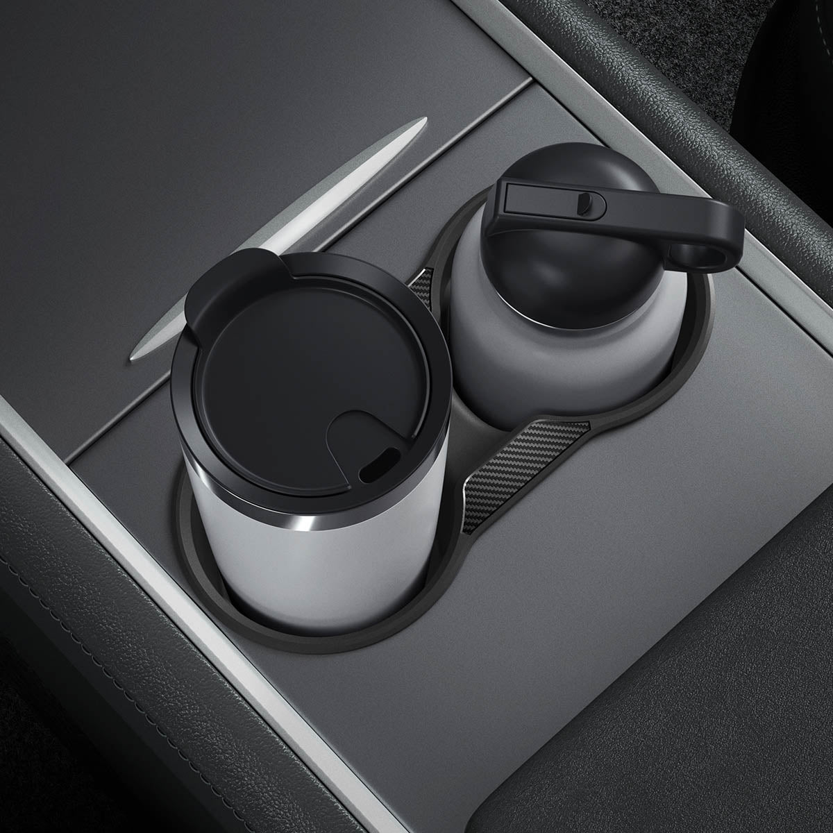 Getränkehalter Einsatz für Tesla Model 3/Y, Spigen Console Cup Holder Insert Relaxed Grip, Schwarz