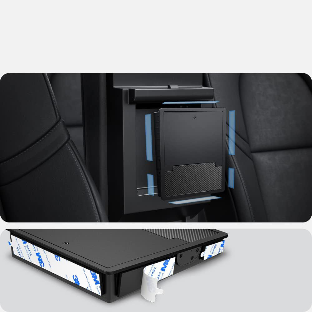 Auto-Organizer für Tesla Model 3/Y, Spigen Console Organizer Hidden Storage Box, Schwarz