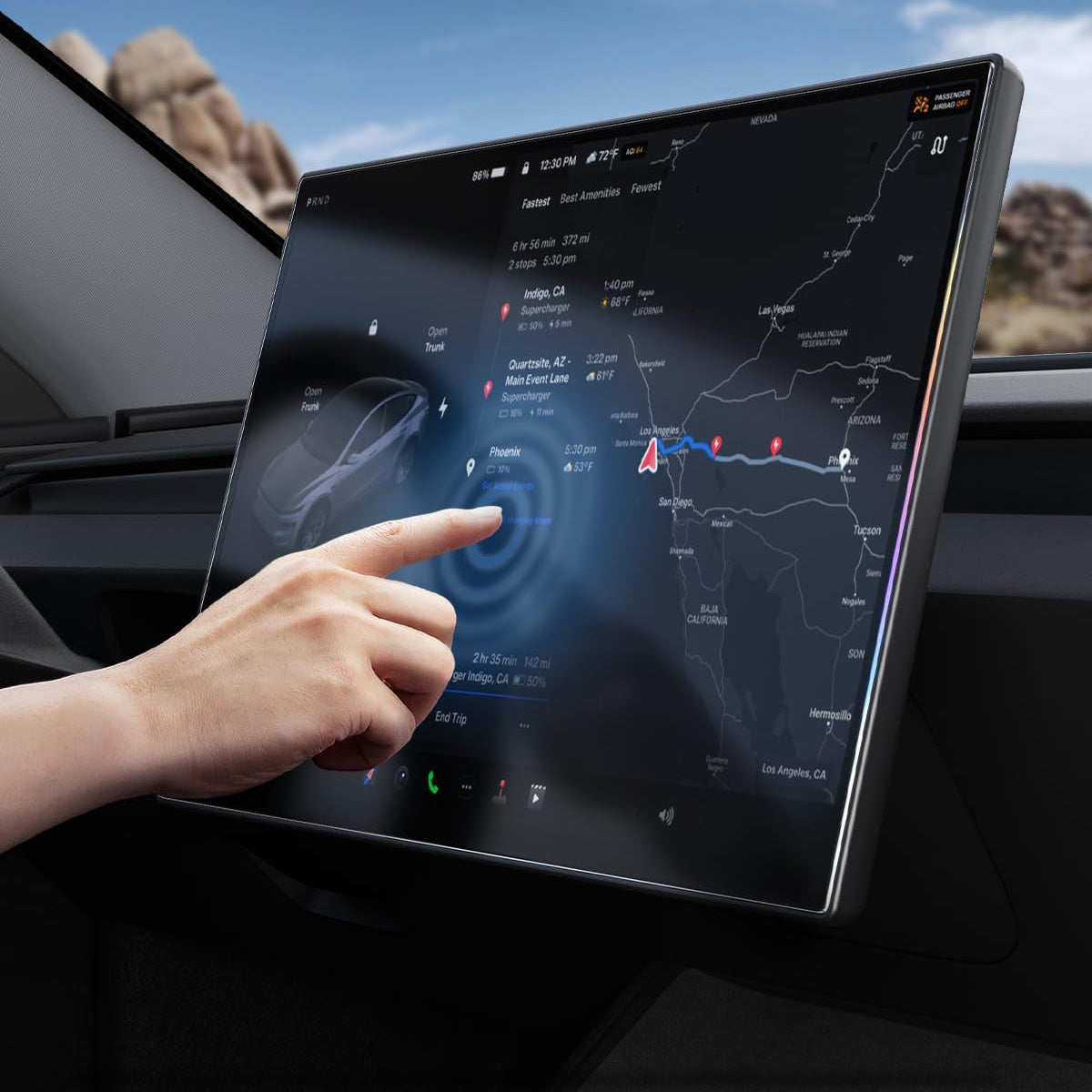 Antireflex Glas für Tesla Model Y 2024-2026, Spigen Glas.tR EZ Fit FC AC 1-Pack, Schwarzer Rahmen