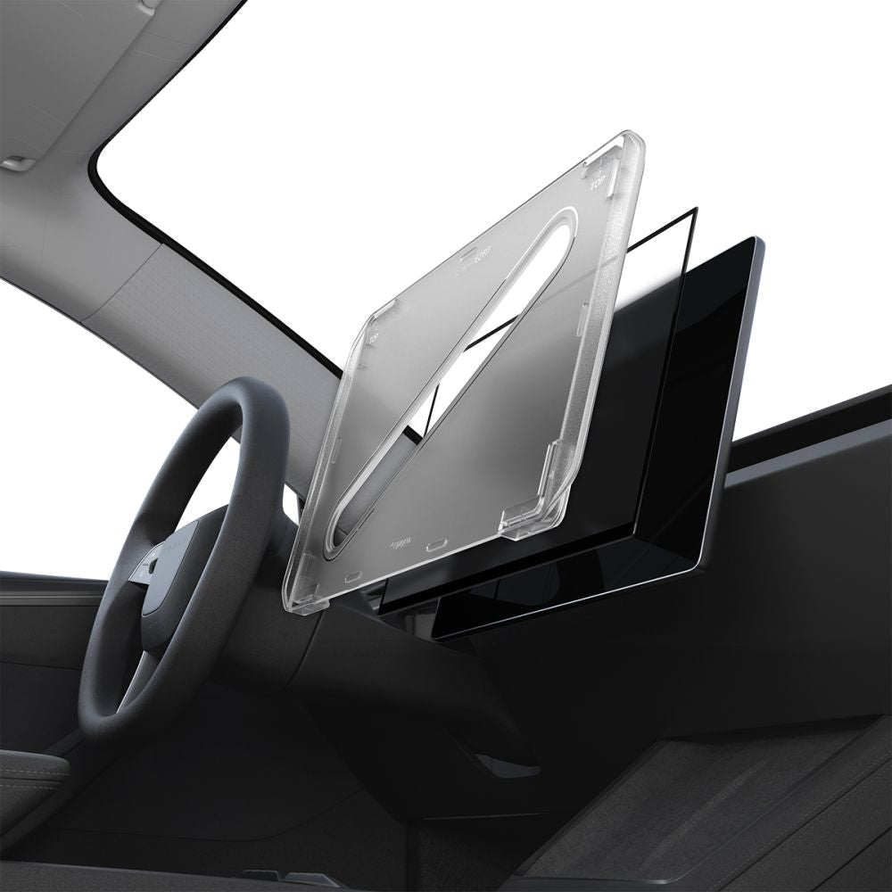 Antireflex Glas für Tesla Model Y 2024-2026, Spigen Glas.tR EZ Fit FC AC 1-Pack, Schwarzer Rahmen