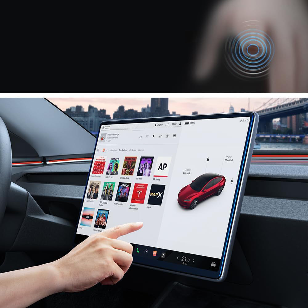 Antireflex Glas für Tesla Model 3 2024, Spigen Glas.tR EZ Fit 1-Pack, Schwarzer Rahmen