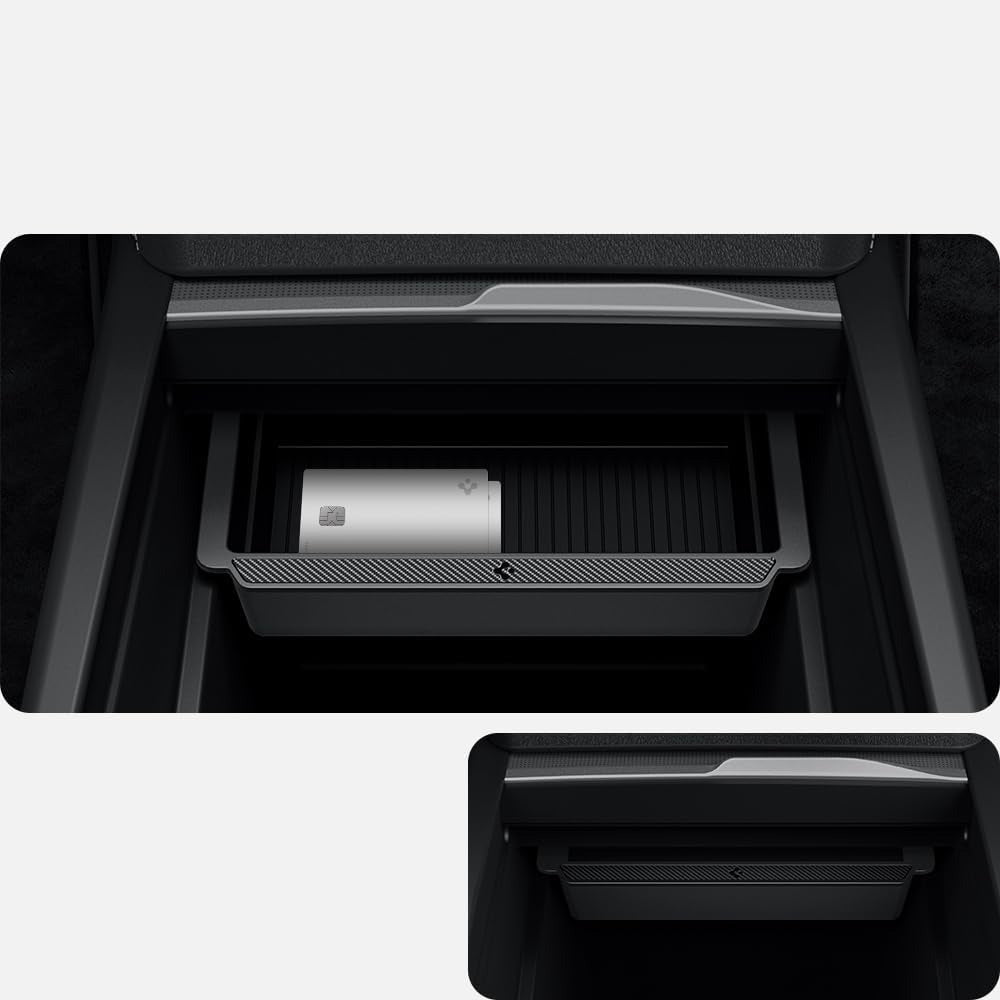 Auto-Organizer für Tesla Model 3 Highland 2024, Spigen Sliding Console Organizer, Schwarz
