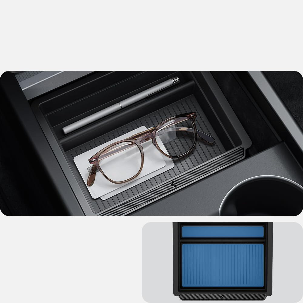 Auto-Organizer für Tesla Model 3 Highland 2024, Spigen Sliding Console Organizer, Schwarz