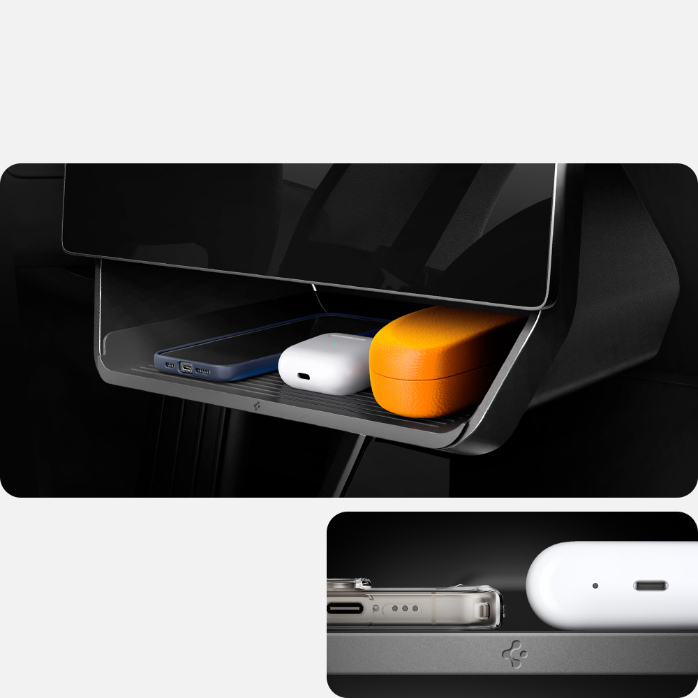 Auto-Organizer unter dem Display für Tesla Model 3 / Y, Spigen Under Screen Storage, Schwarz