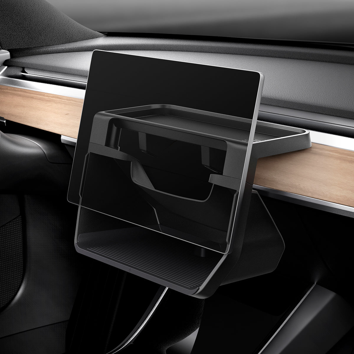 Auto-Organizer unter dem Display für Tesla Model 3 / Y, Spigen Under Screen Storage, Schwarz