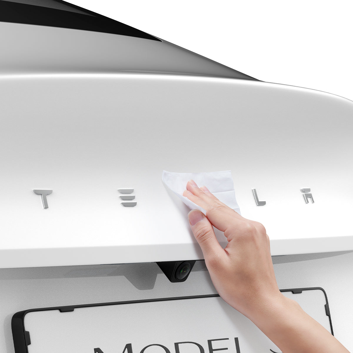Schutzabdeckung für Heckklappen-Emblem/Markierung für Tesla Model 3 Highland 2024-25, Spigen, Schwarz