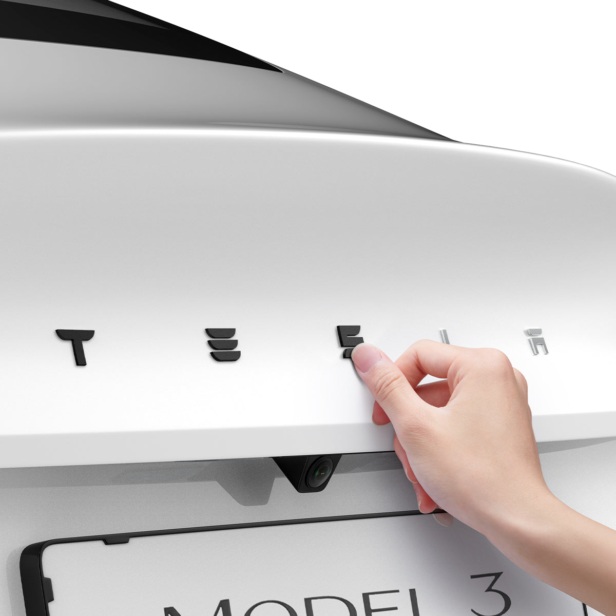 Schutzabdeckung für Heckklappen-Emblem/Markierung für Tesla Model 3 Highland 2024-25, Spigen, Schwarz