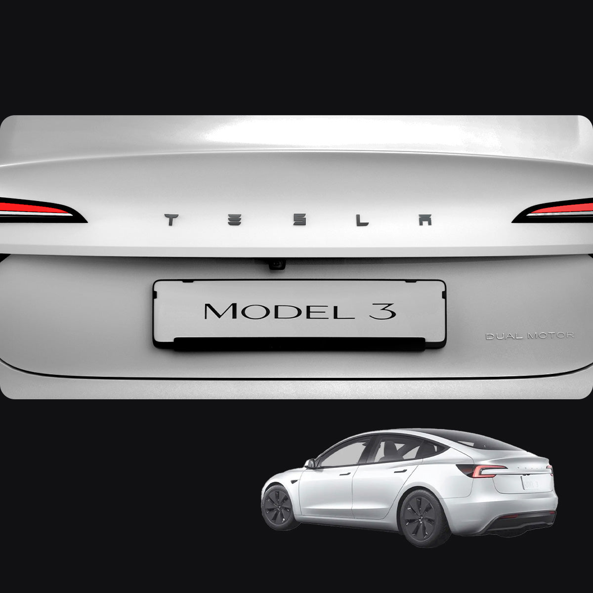 Schutzabdeckung für Heckklappen-Emblem/Markierung für Tesla Model 3 Highland 2024-25, Spigen, Schwarz