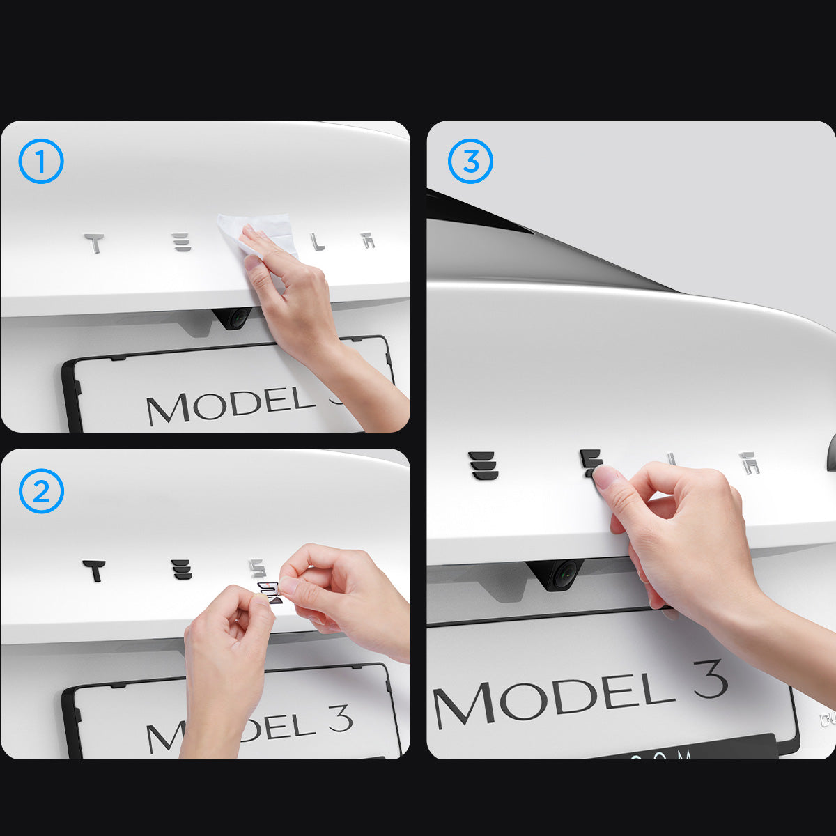 Schutzabdeckung für Heckklappen-Emblem/Markierung für Tesla Model 3 Highland 2024-25, Spigen, Schwarz