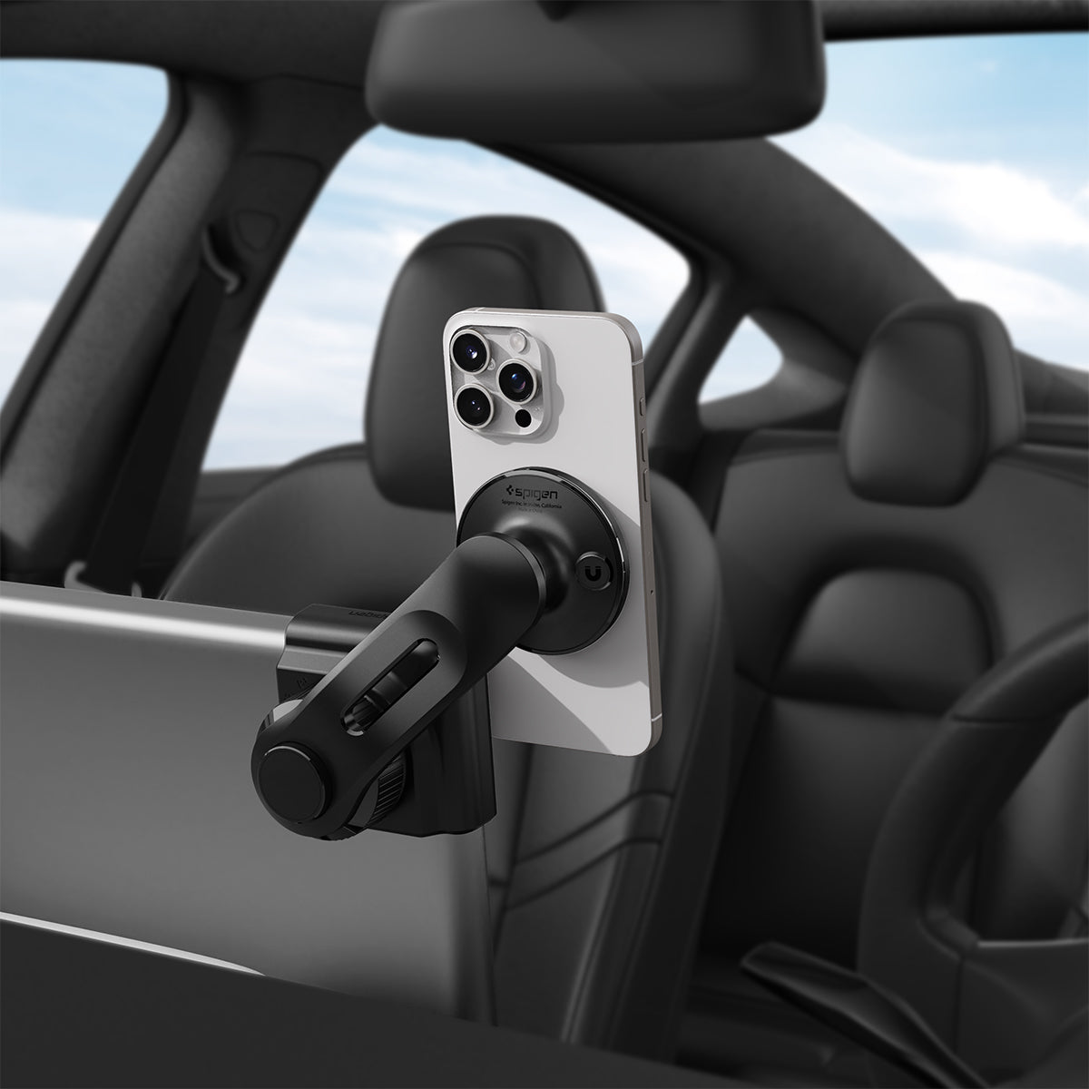 Auto Handyhalterung für Tesla Model 3/X/S/Y/Cybertruck, Spigen TapLock Car Mount Holder für iPhone mit MagSafe, Schwarz