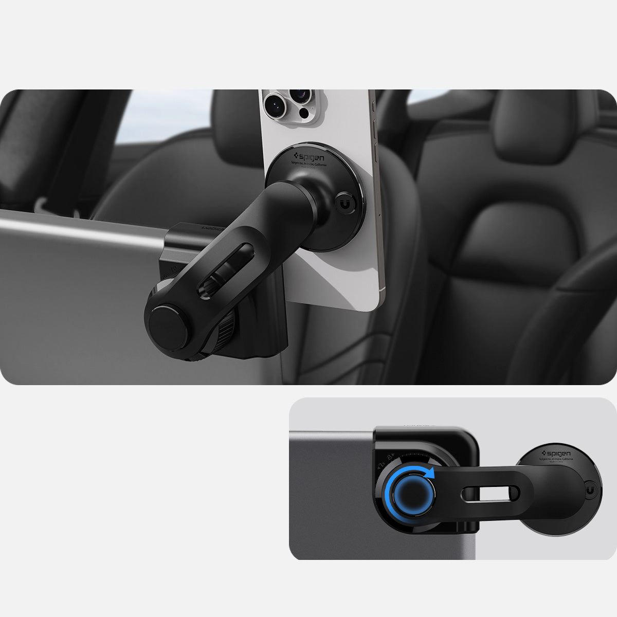 Auto Handyhalterung für Tesla Model 3/X/S/Y/Cybertruck, Spigen TapLock Car Mount Holder für iPhone mit MagSafe, Schwarz