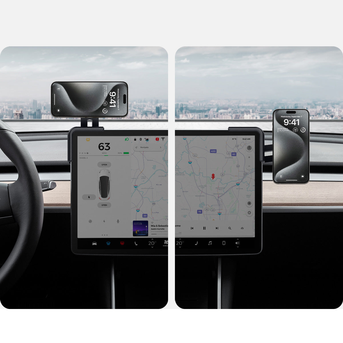 Auto Handyhalterung für Tesla Model 3/X/S/Y/Cybertruck, Spigen TapLock Car Mount Holder für iPhone mit MagSafe, Schwarz