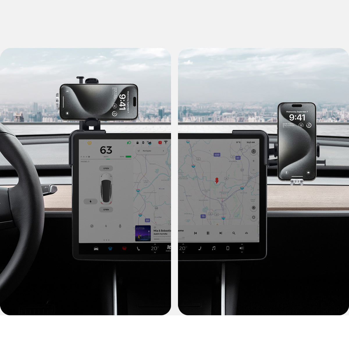 Auto Handyhalterung für Tesla Model 3/X/S/Y/Cybertruck, Spigen TapLock Universal Car Mount Holder, Schwarz