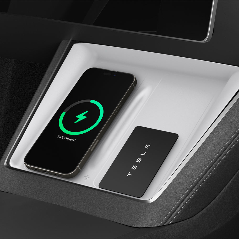 Abdeckung, Ladegerätematte für Tesla Model Y Juniper, Spigen Wireless Charging Pad Cover, Weiß