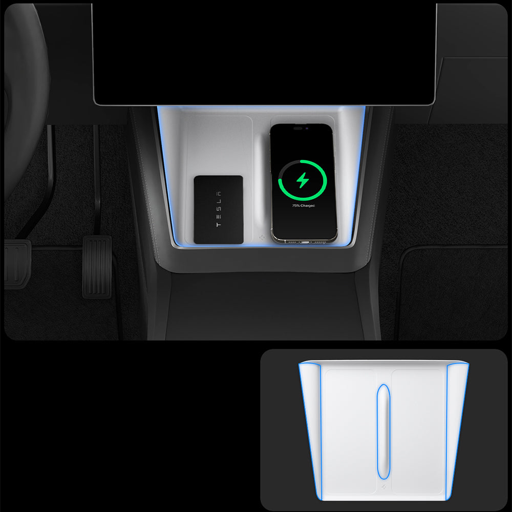 Abdeckung, Ladegerätematte für Tesla Model Y Juniper, Spigen Wireless Charging Pad Cover, Weiß