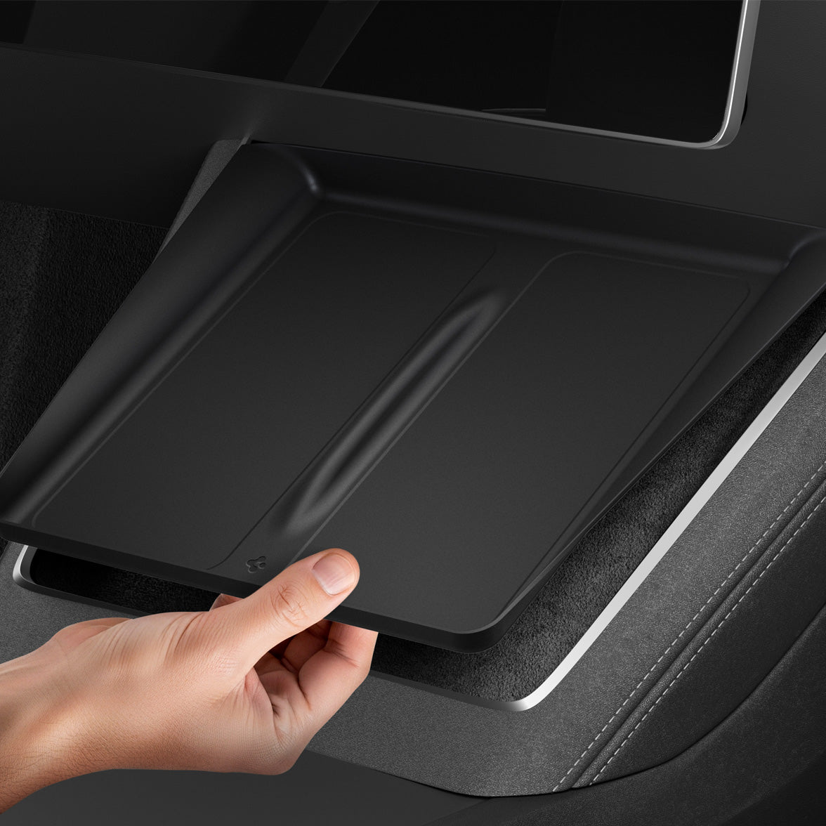 Abdeckung, Ladegerätematte für Tesla Model Y Juniper, Spigen Wireless Charging Pad Cover, Schwarz