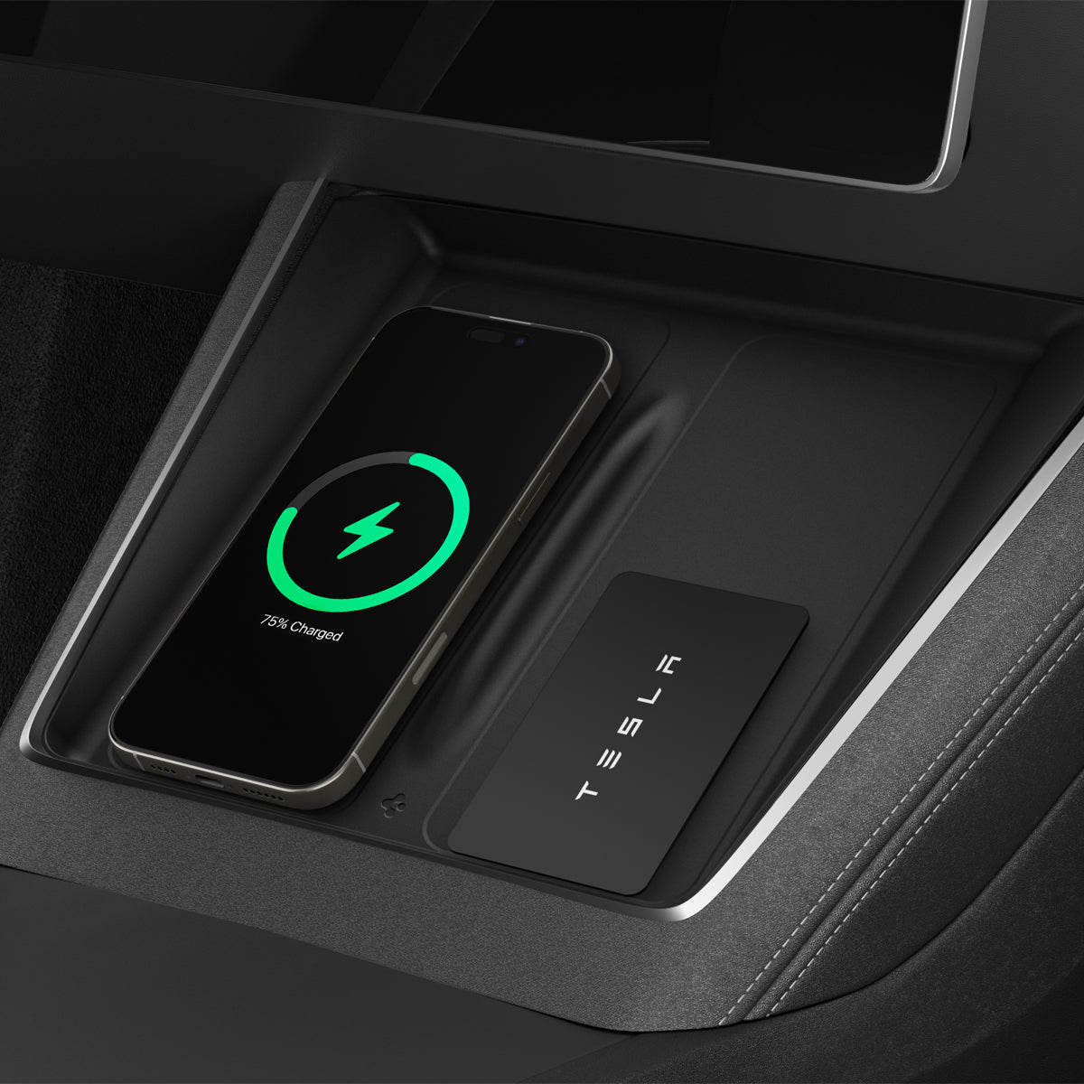 Abdeckung, Ladegerätematte für Tesla Model Y Juniper, Spigen Wireless Charging Pad Cover, Schwarz