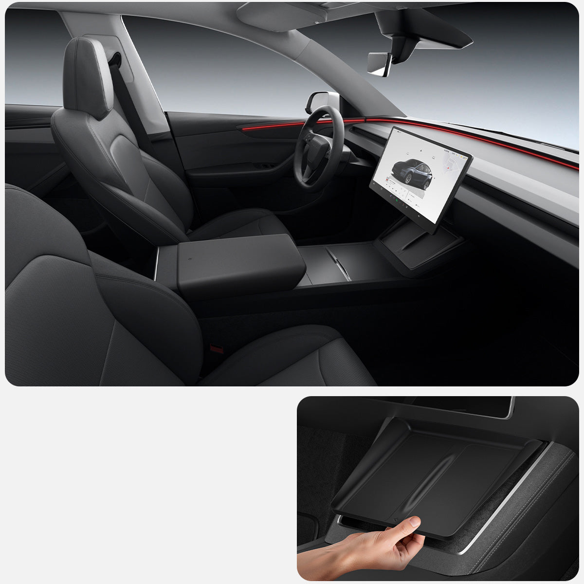 Abdeckung, Ladegerätematte für Tesla Model Y Juniper, Spigen Wireless Charging Pad Cover, Schwarz