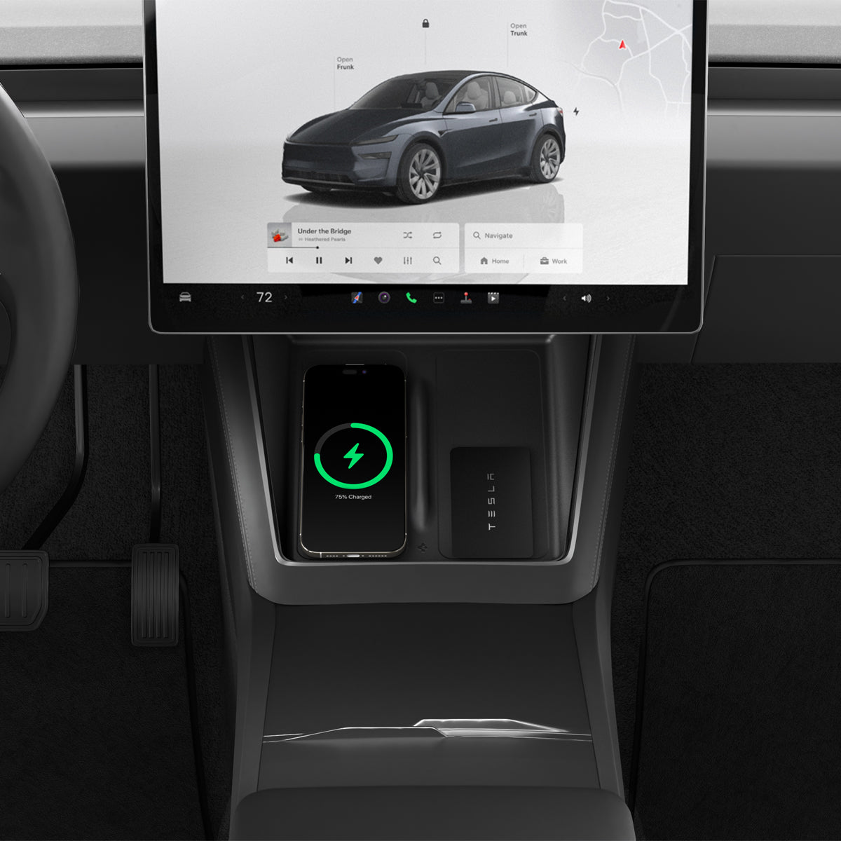 Abdeckung, Ladegerätematte für Tesla Model Y Juniper, Spigen Wireless Charging Pad Cover, Schwarz