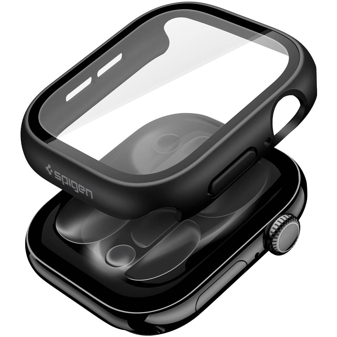 Schutzhülle + Glas für Apple Watch 11 / 10 46 mm, Spigen Thin Fit 360, Schwarz