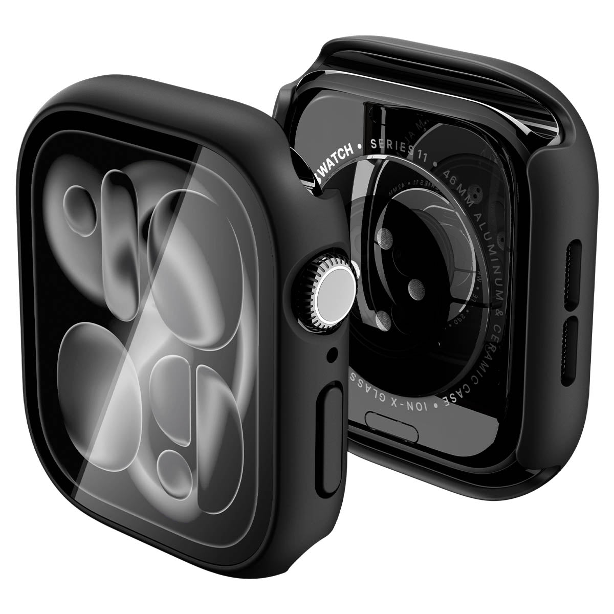 Schutzhülle + Glas für Apple Watch 11 / 10 46 mm, Spigen Thin Fit 360, Schwarz