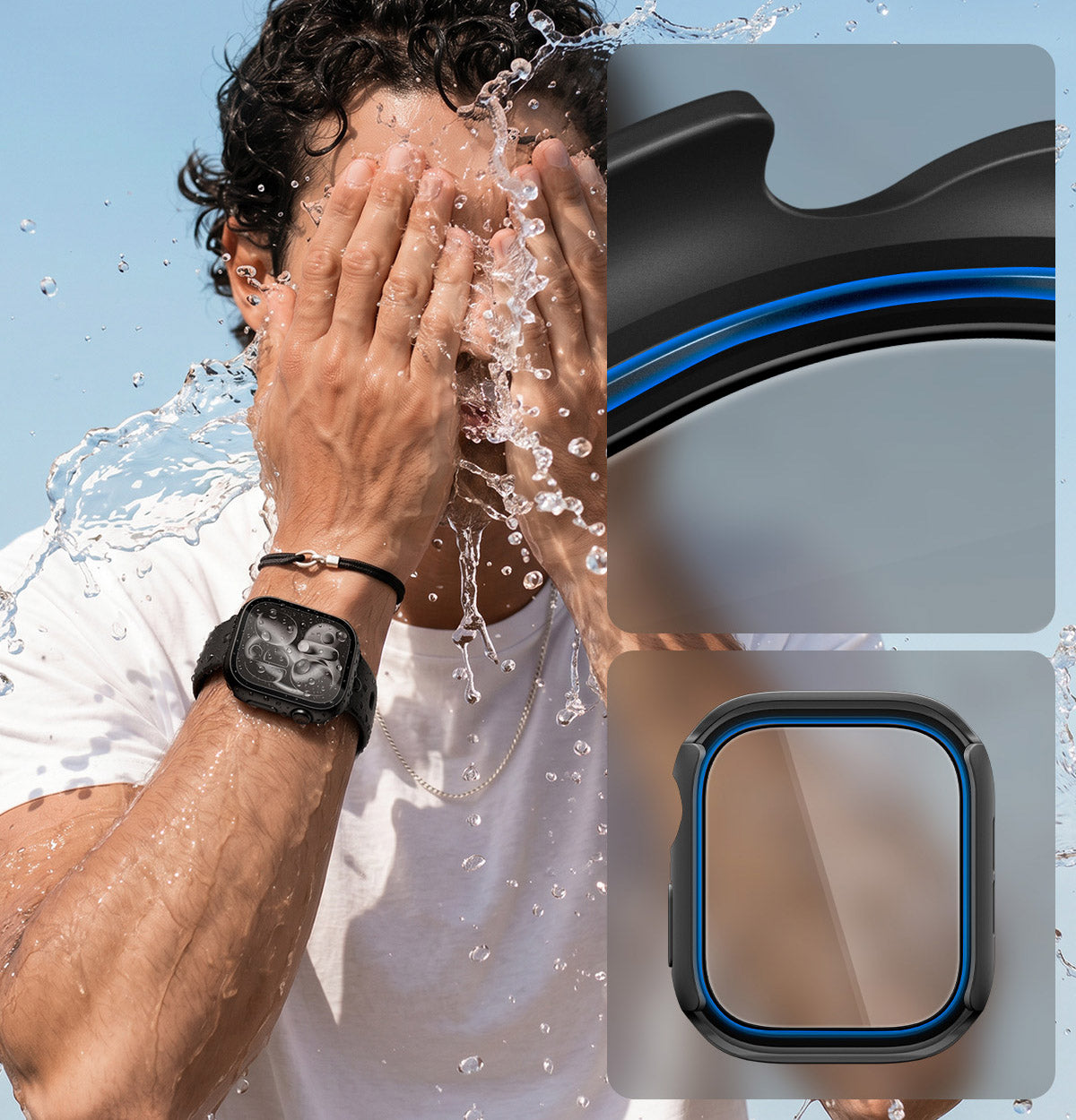 Schutzhülle + Glas für Apple Watch 11 / 10 46 mm, Spigen Thin Fit 360, Schwarz