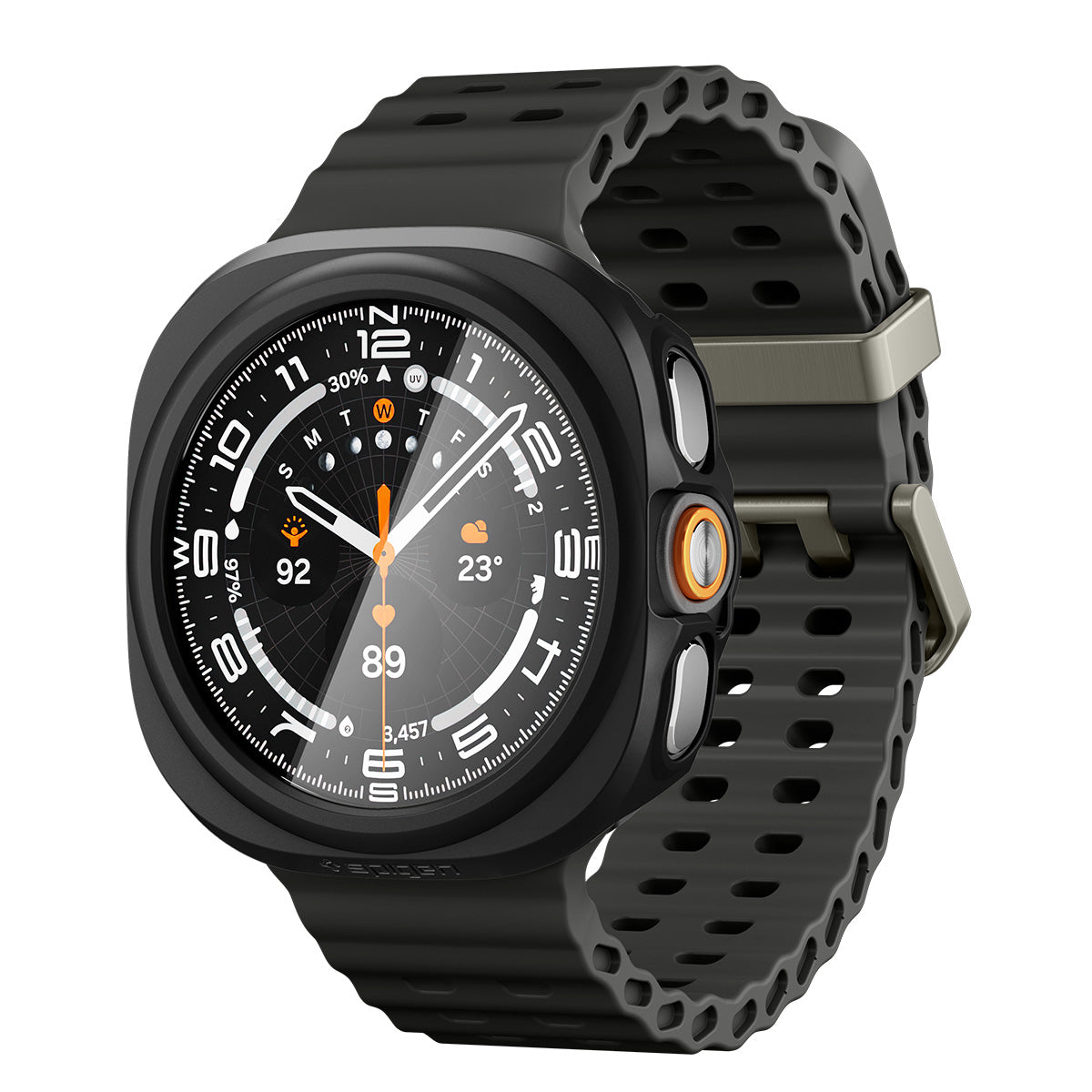Schutzhülle + Glas für Galaxy Watch Ultra 2 47mm (2026), Spigen Thin Fit 360, Schwarz (17/19)