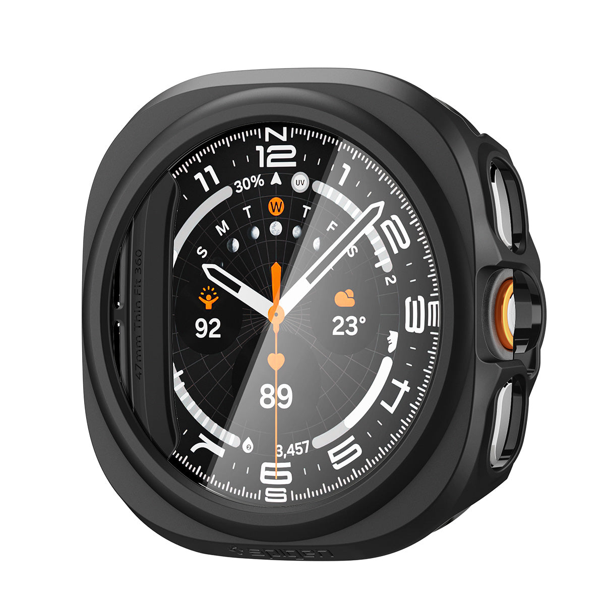 Schutzhülle + Glas für Galaxy Watch Ultra 2 47mm (2026), Spigen Thin Fit 360, Schwarz (18/19)