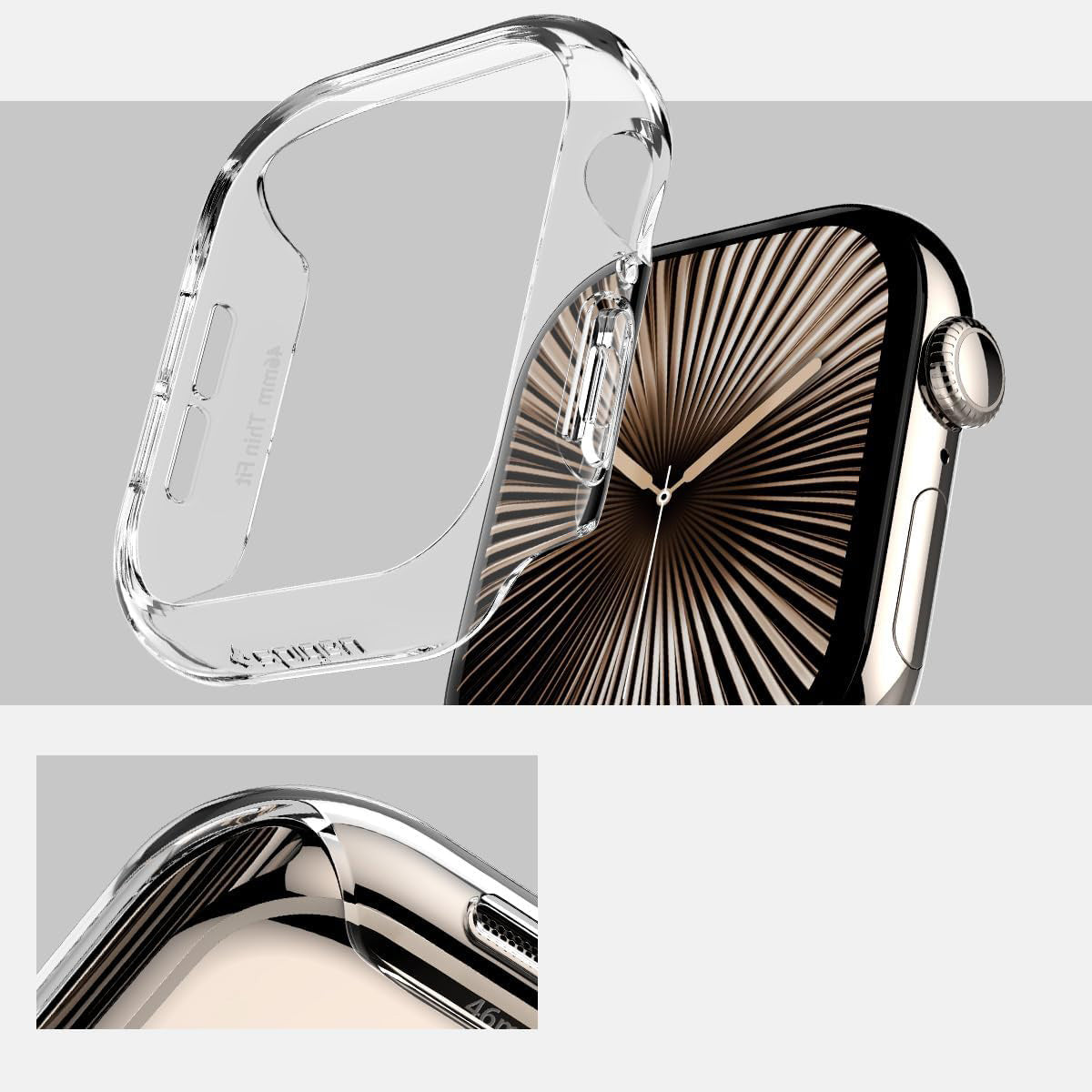 Schutzhülle für Apple Watch 10 46 mm, Spigen Thin Fit, Transparent