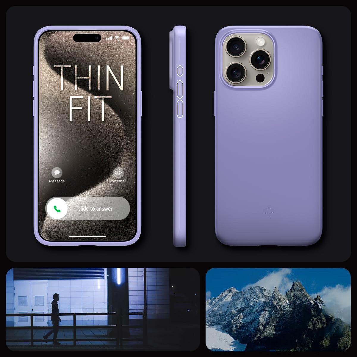 Schutzhülle Spigen Thin Fit für Apple iPhone 15 Pro, Violett