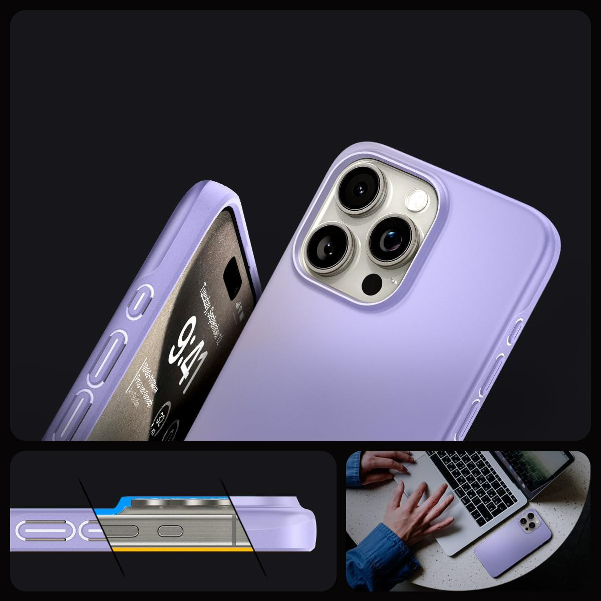Schutzhülle Spigen Thin Fit für Apple iPhone 15 Pro Max, Violett