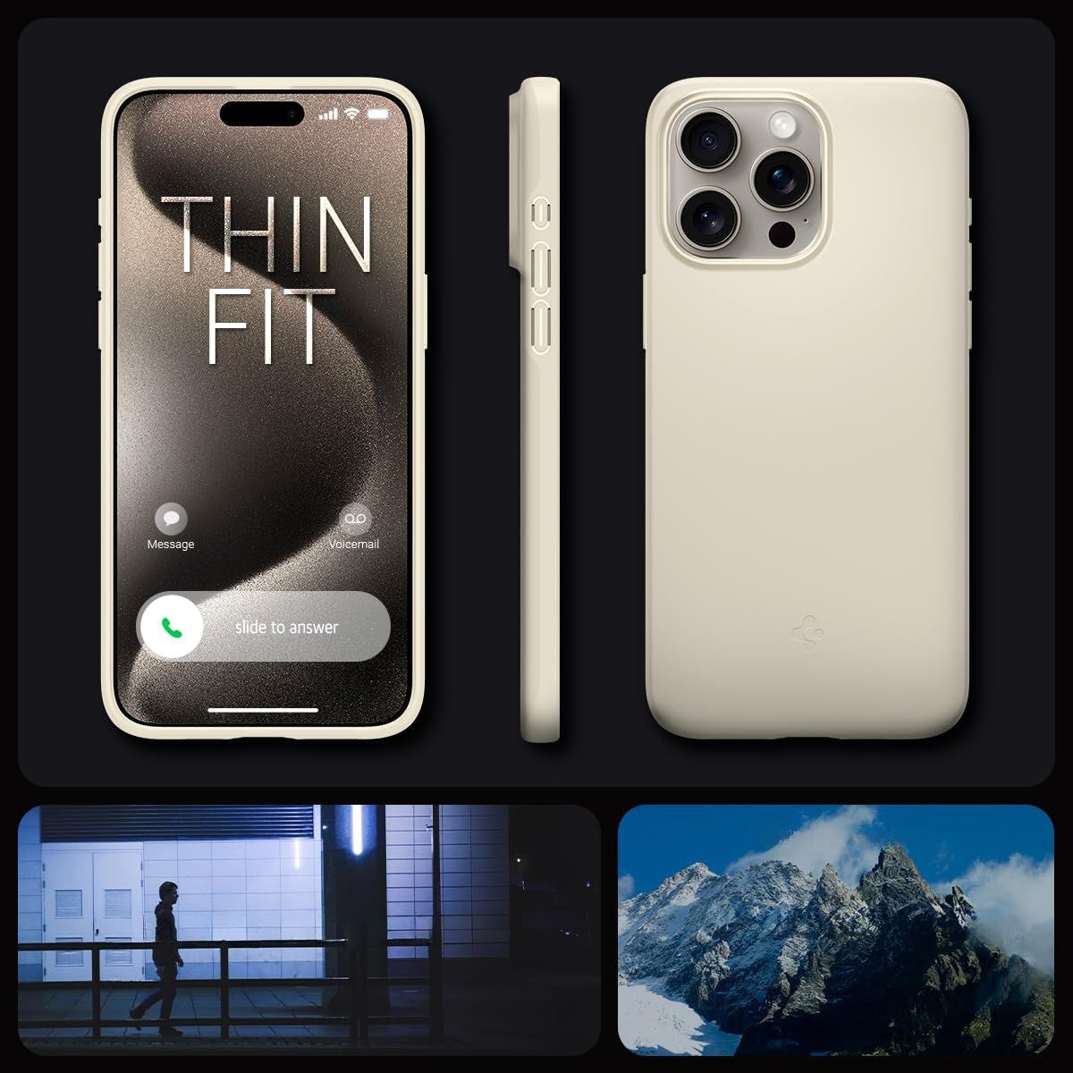 Schutzhülle Spigen Thin Fit für Apple iPhone 15 Pro, Beige