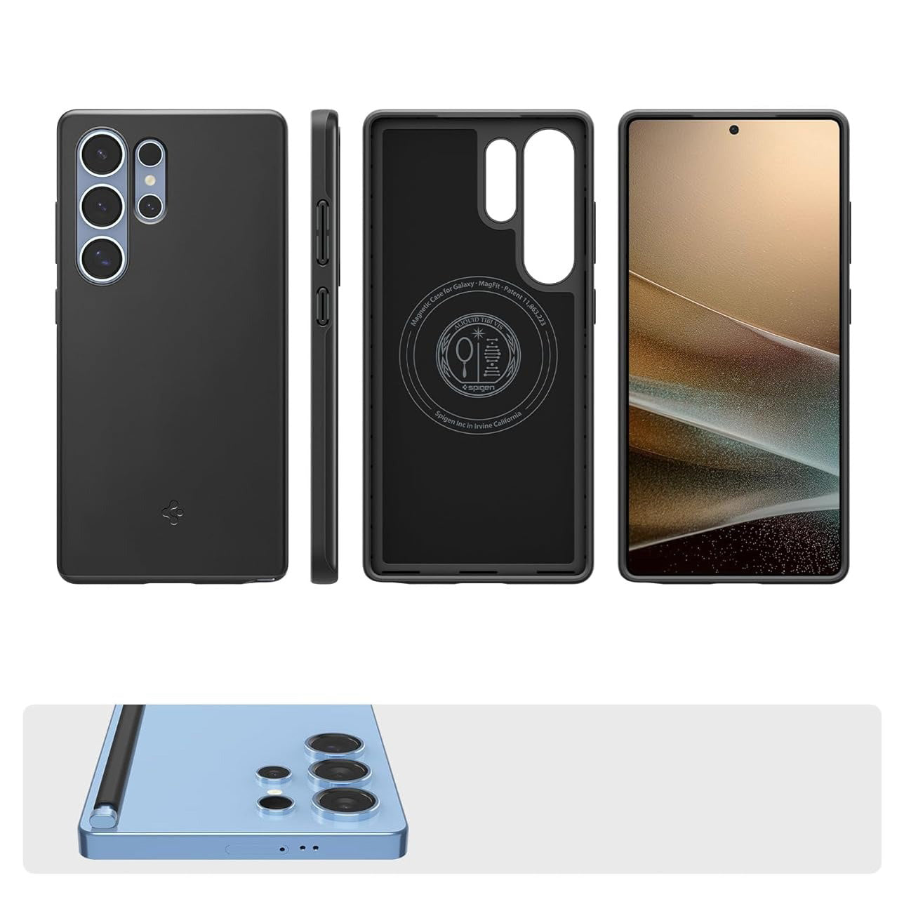 Handyhülle für Galaxy S25 Ultra, Spigen Thin Fit Mag mit MagSafe, Schwarz
