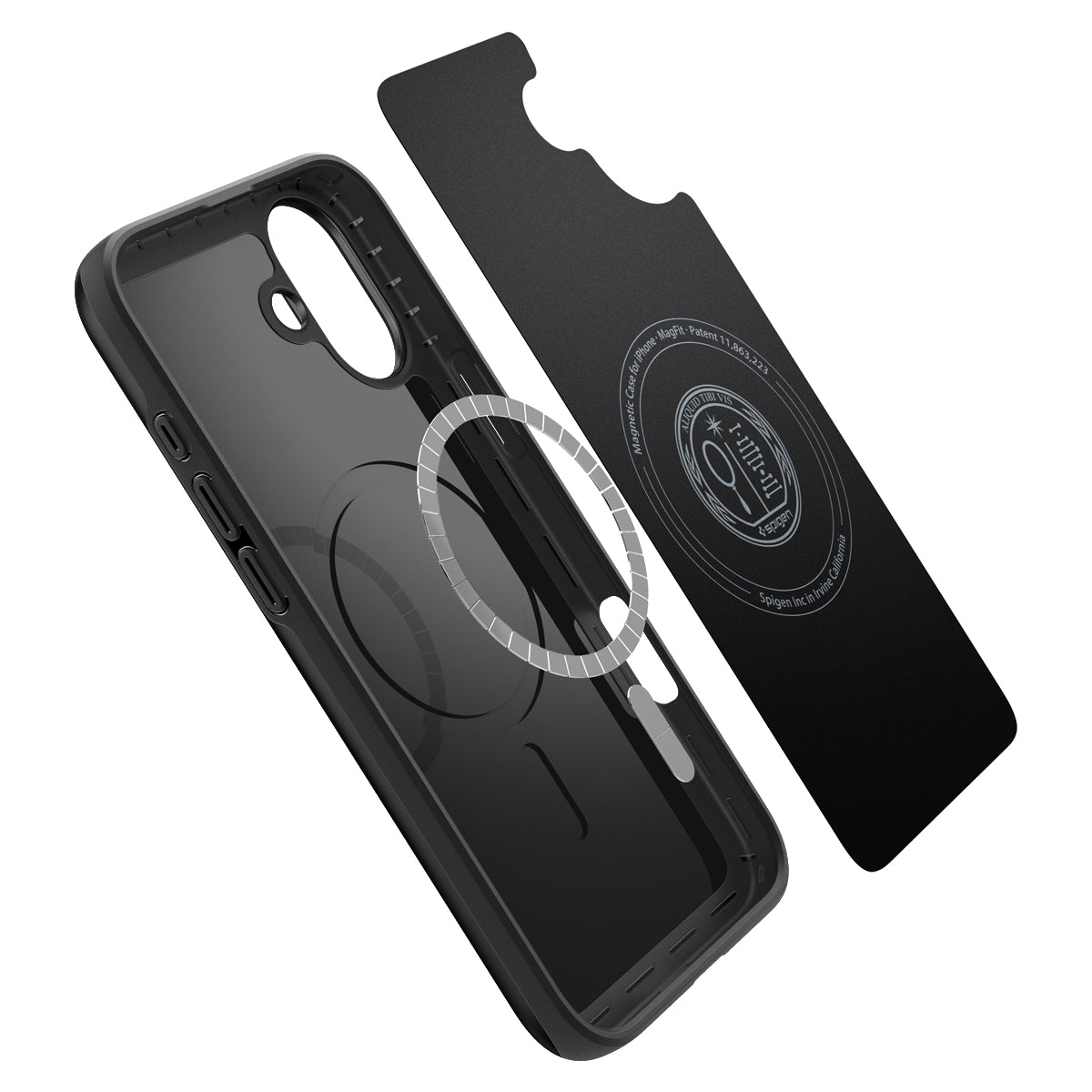 Handyhülle für iPhone 16 Plus, Spigen Thin Fit Mag mit MagSafe, Schwarz