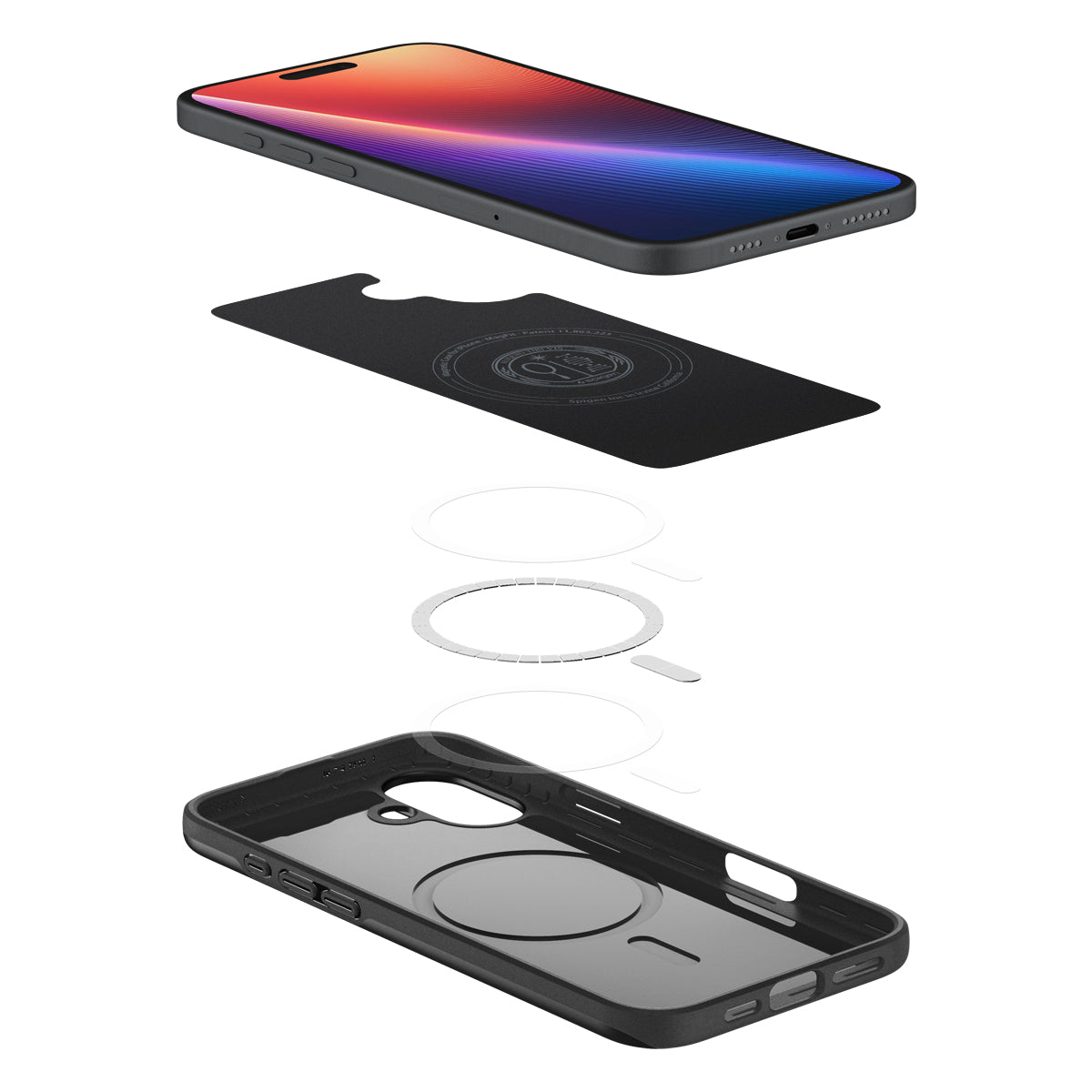 Handyhülle für iPhone 16 Plus, Spigen Thin Fit Mag mit MagSafe, Schwarz