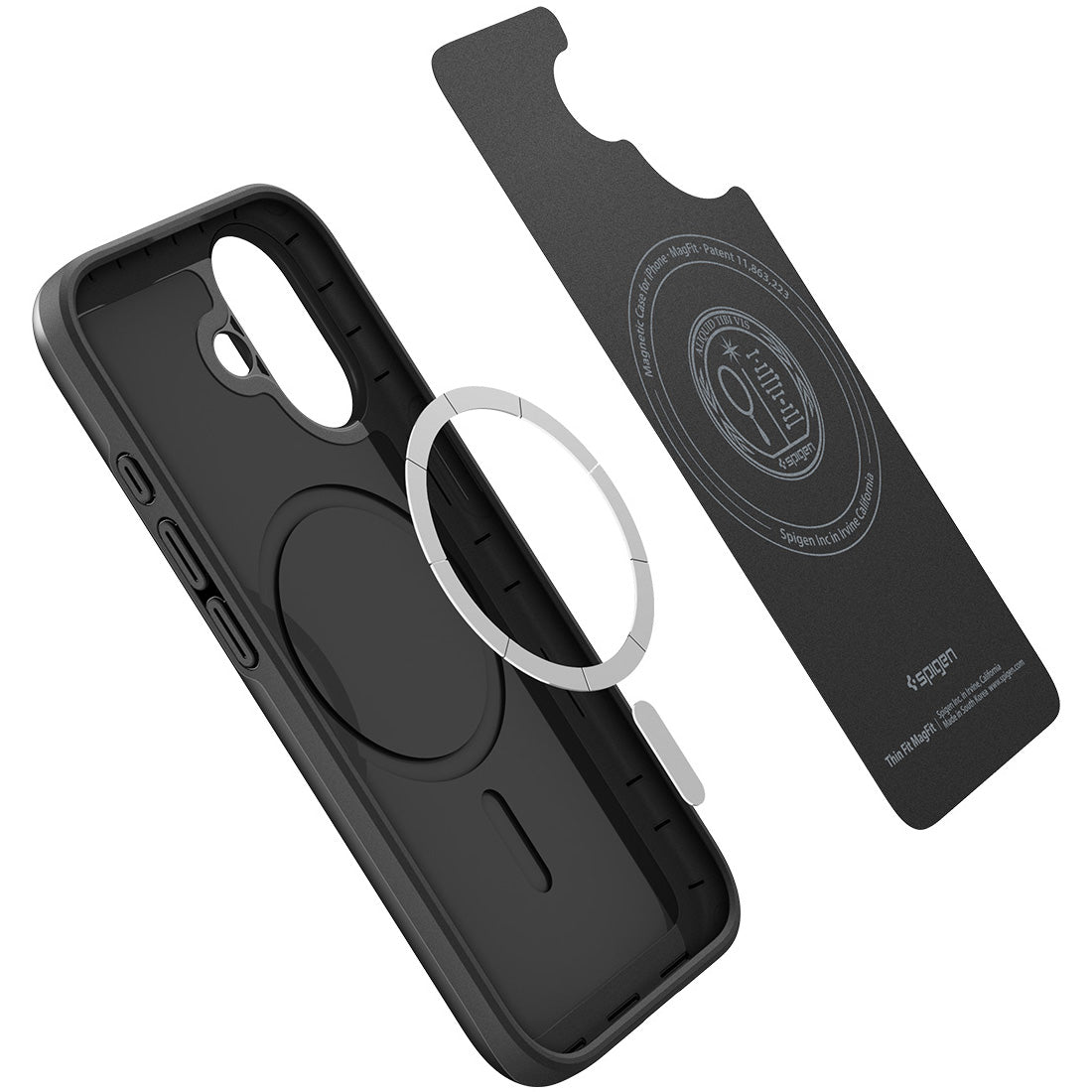 Handyhülle für iPhone 17, Spigen Thin Fit Mag mit MagSafe, Schwarz