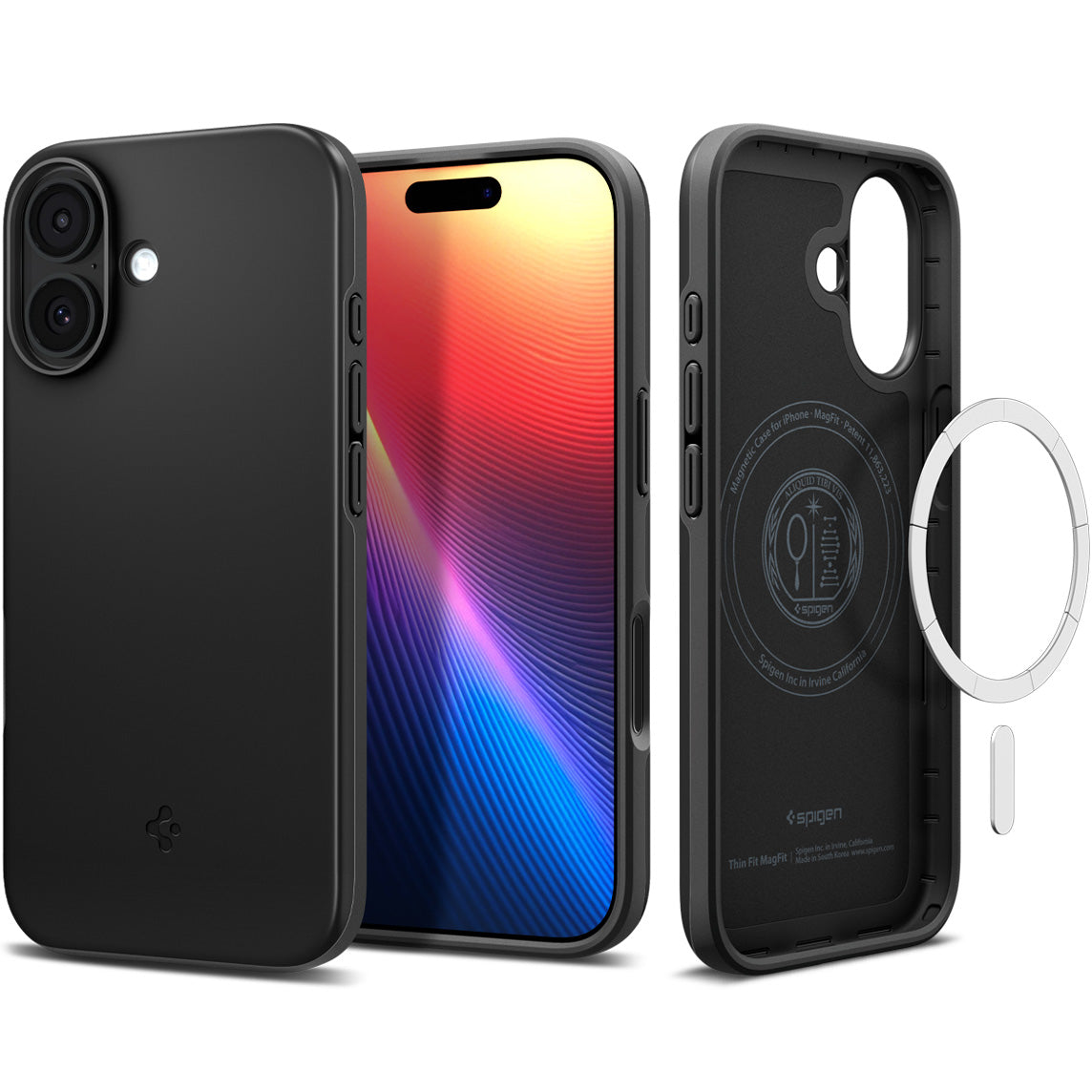 Handyhülle für iPhone 17, Spigen Thin Fit Mag mit MagSafe, Schwarz