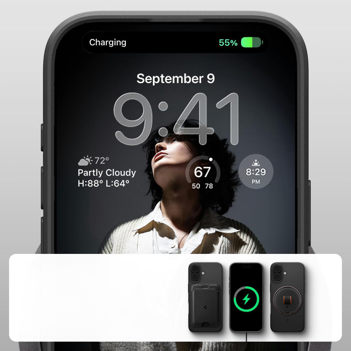 Handyhülle für iPhone 17, Spigen Thin Fit Mag mit MagSafe, Schwarz