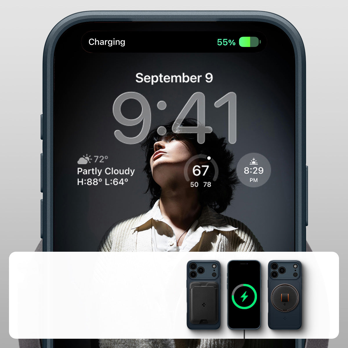 Handyhülle für iPhone 17 Pro Max, Spigen Thin Fit Mag mit MagSafe, Dunkelblau