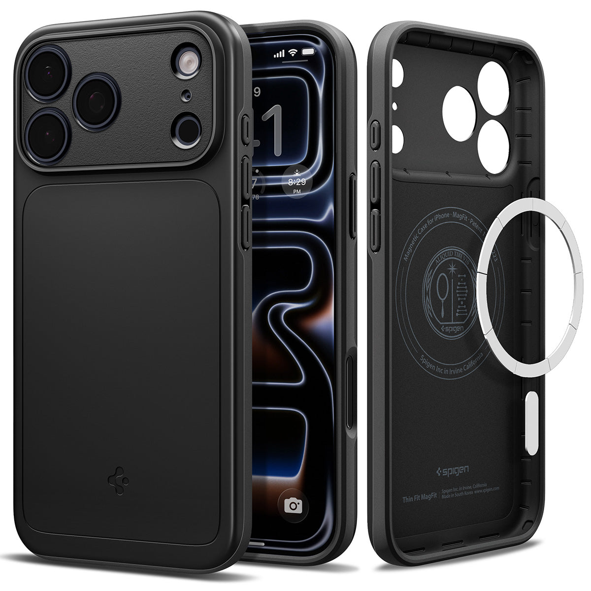 Handyhülle für iPhone 18 Pro, Spigen Thin Fit Mag mit MagSafe, Schwarz (9/15)