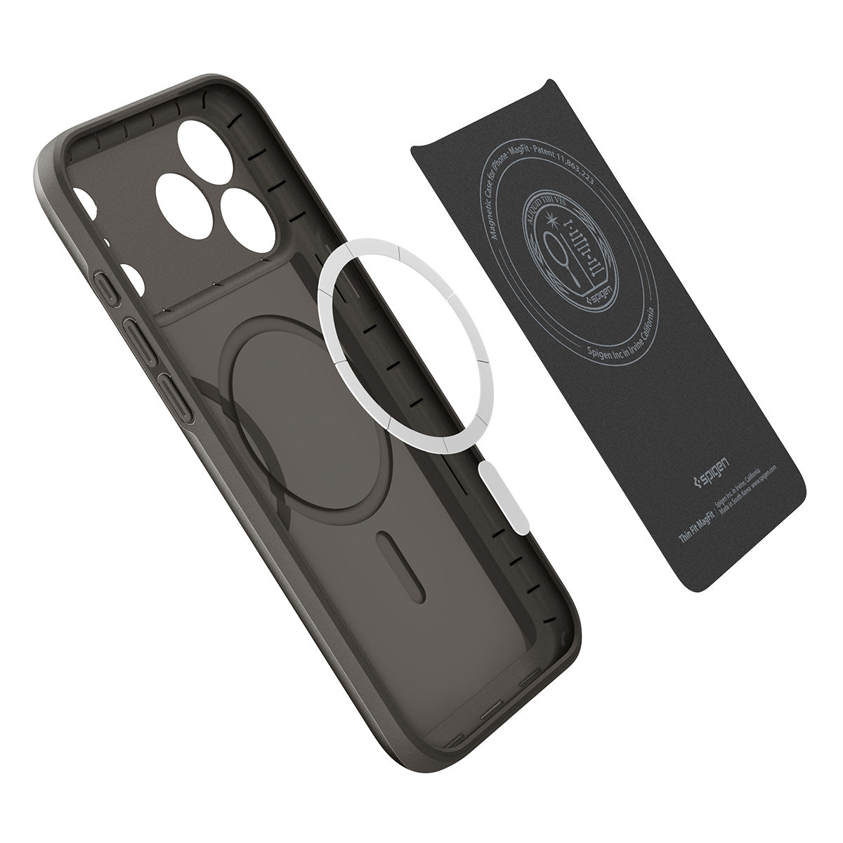 Handyhülle für iPhone 18 Pro, Spigen Thin Fit Mag mit MagSafe, Grau (15/15)
