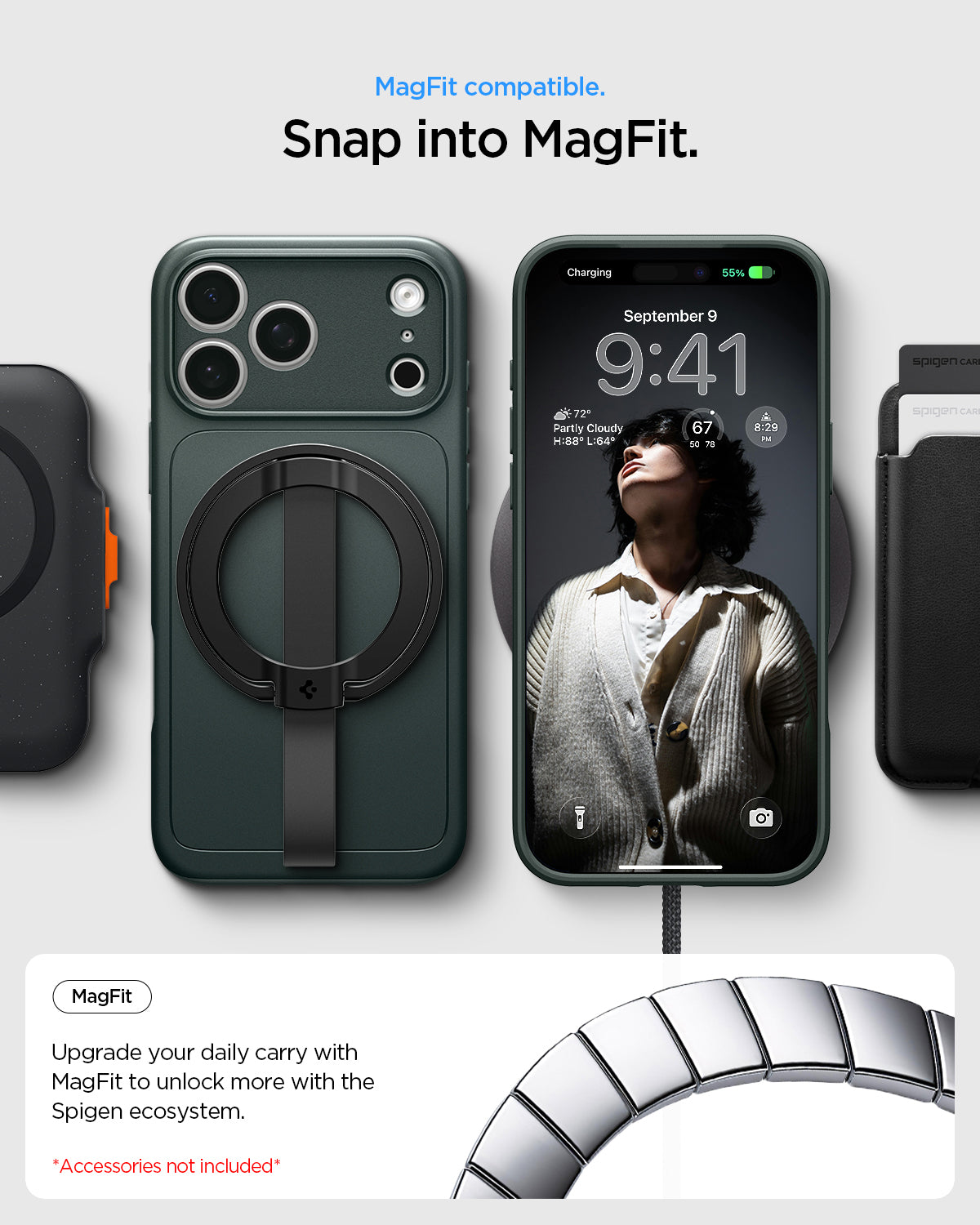 Handyhülle für iPhone 18 Pro Max, Spigen Thin Fit Mag mit MagSafe, Grün (4/15)