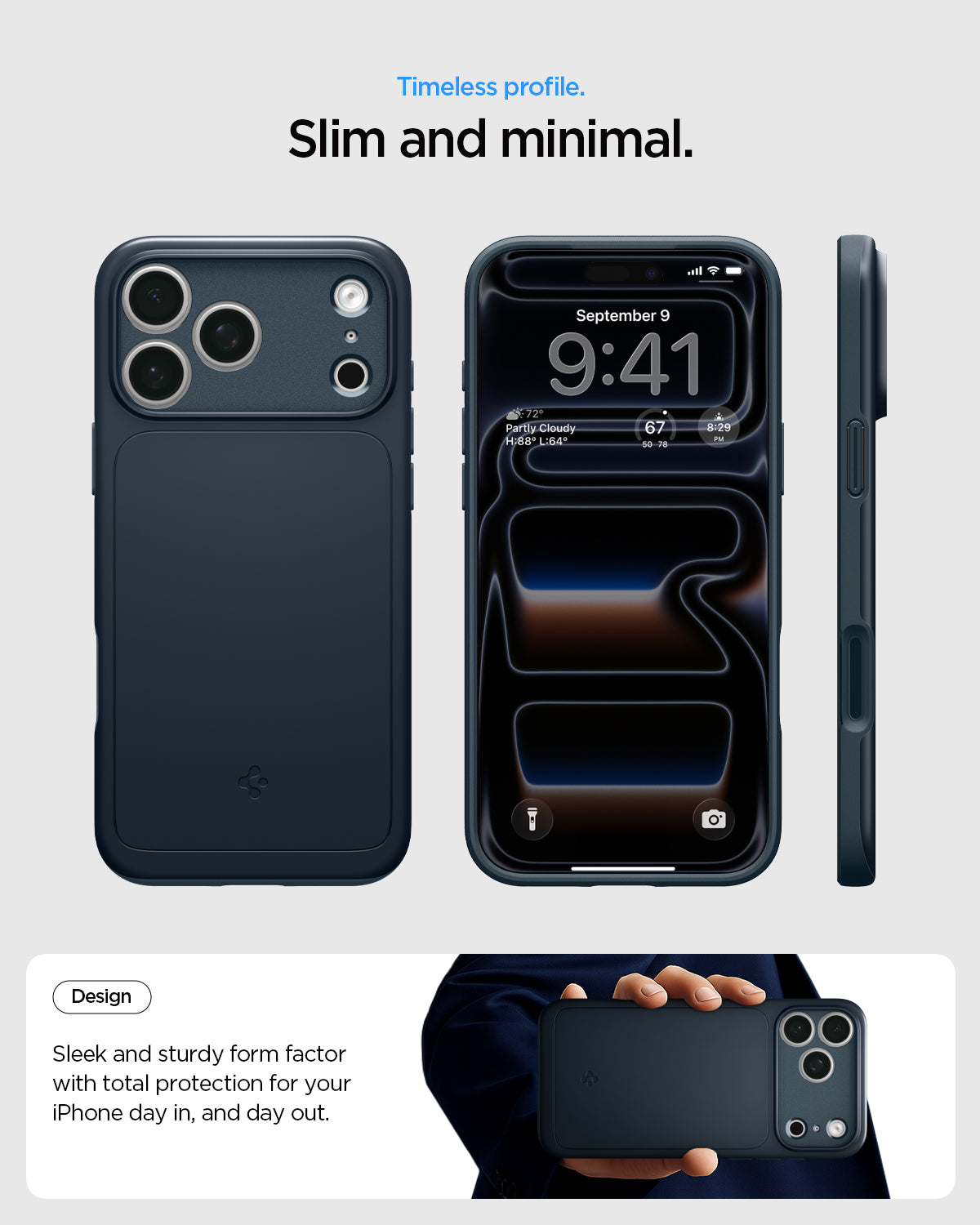 Handyhülle für iPhone 18 Pro Max, Spigen Thin Fit Mag mit MagSafe, Dunkelblau (6/15)